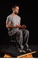  Larry Steel  1 boots dressed grey camo trousers grey t shirt shoes sitting whole body 0014.jpg